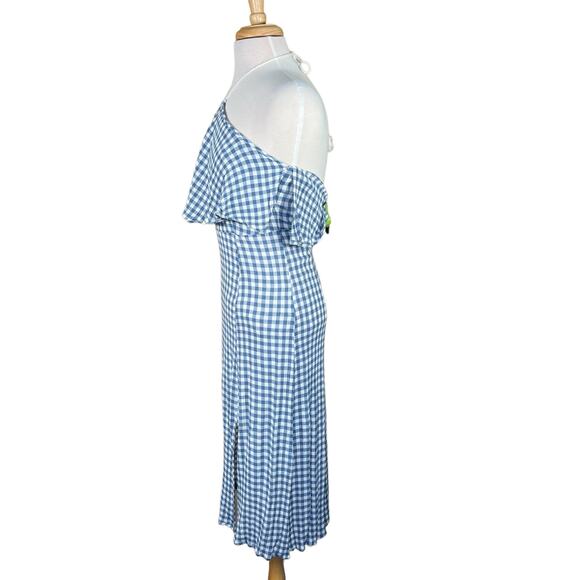 VICI Women’s Blue & White Gingham Midi Halter Sorority Graduation Dress Medium - Picture 9 of 14